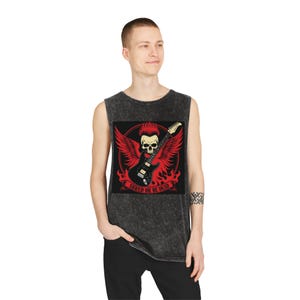 Shred or Be Dead - Stonewash Tank Top, Sleeveless Muscle Tee, Beach Workout Shirt, Gym Fitness Apparel, Summer Festival Wear