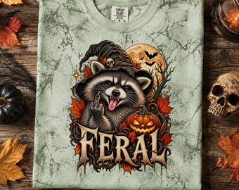Feral Raccoon Halloween Shirt, Comfort Colors 1745 Color Blast Spooky Season Tee