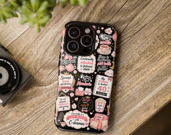 CDrama Sticker Collage phone case | Cute Chinese drama icons, popcorn, tea, cozy vibes