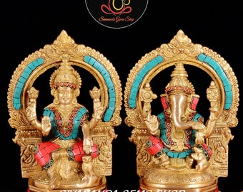Lakshmi Ganesh Statue,  24.5 cm ,Lakshmi Ganesha , Goddess Lakshmi Statue, Lord Ganesha Statue, Laxmi Statue, Indian Art, Hindu Gift, Deity