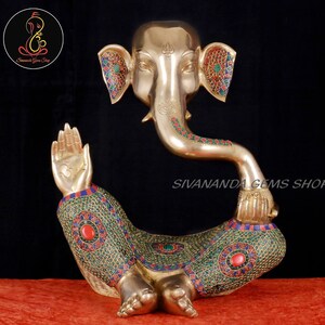 Brass Ganesha Statue: Hindu God Idol, Good Luck Gift (17 Inches)