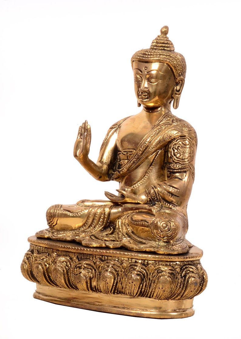 Peace,Meditation,Zen,Buddhism,yoga,love Buddha for Decor Handmade Indian Brass Buddha 10 inches Blessing Buddha Small Size
