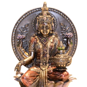 Goddess Lakshmi Statue, Goddess Laxmi Statue, Sitting Lakshmi. Hindu Goddess of Wealth, abundance, good fortune, fertility & prosperity. 8”