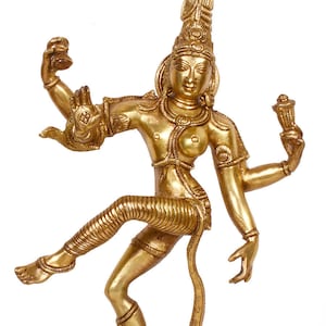 Dancing Ardhanarishwar &quot; Parvati Half shiva statue&quot;hindu god&quot;Devi Shakti &quot;Mata parvati statue&quot;Dancing Parvati statue&quot; pure Brass &quot; 15  inch