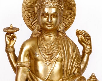 Lord Vishnu/Brass Lord Dhanvantari Statue/Brass Lord God of Ayurveda/Medicine StatueHeight (18.5 inchs 6.8 width. depth 6 inches
