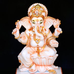 Hand Painted Ganesha Statue: Hindu Elephant God Altar Idol (7 Inches)