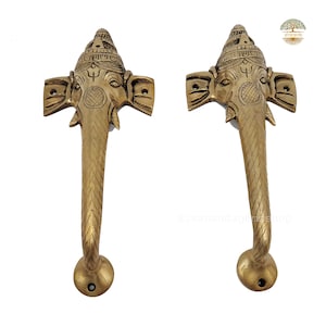 Ganesha Door Handle- Indian  Brass Old Style House Handle Bronze Patina or Polished Pull Handle Home Decor hardware Home accessories
