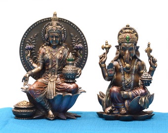 Lakshmi Ganesha statue, 7.25inches, Ganesh statue, Lakshmi statue, Laxmi Ganesh, Diwali gift, Ganesh idol ,Ganesh for altar, goddess Laxmi