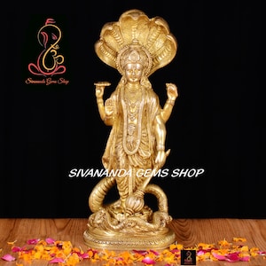 Lord Vishnu ji Statue Brass 17.5 in Big Large size  Brass Lord Vishnu Narayan Standing idol Hindu  Bhagwan ki Moori Lord Vishnu Idol&quot;Visnu