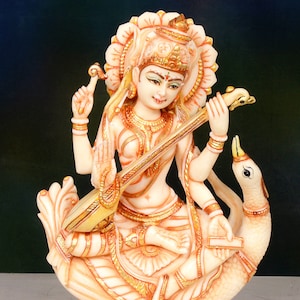Saraswati Statue, Goddess Saraswati Statue, , Brahma Wife, Gayatri, Goddess of Knowledge, Music, Art & Wisdom,  on Swan,