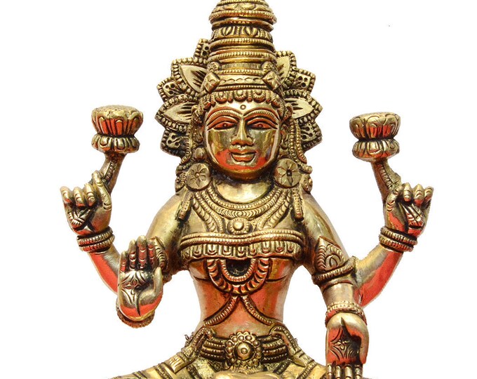 Goddess Lakshmi Statue, 8 Inches, Sitting Lakshmi, Goddess Laxmi Statue