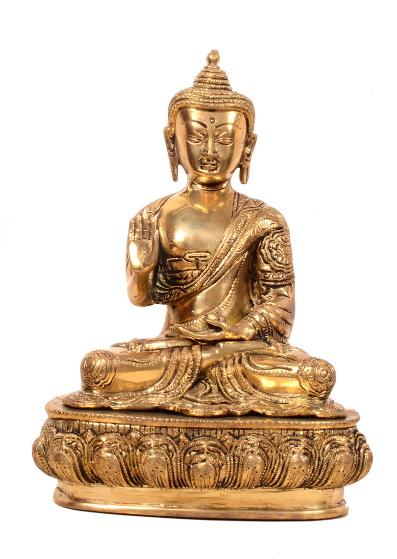 Peace,Meditation,Zen,Buddhism,yoga,love Buddha for Decor Handmade Indian Brass Buddha 10 inches Blessing Buddha Small Size