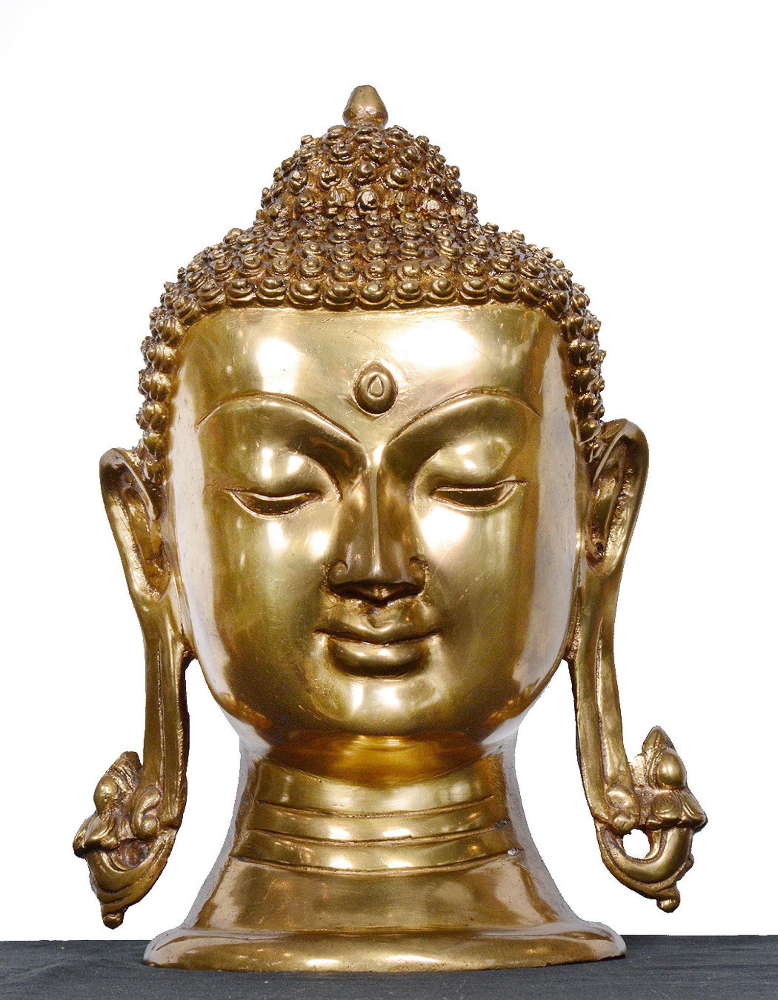 Buddha Statue Gold Buddah Statue Gold Buddha Head Brass Etsy