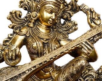 Saraswati statue / Saraswathi sculpture/ hindu goddess / goddess of knowledge / 11 inches Saraswati idols / music lover