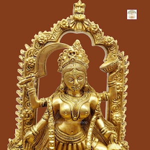 Brass Goddess Kali Maa Statue: Hindu Deity Idol (10.5 Inches)
