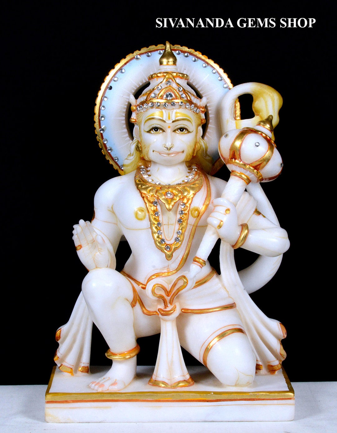 Marble Stone Hanuman Statue Handmade Hanuman Ji Statue11.5 Inachesram