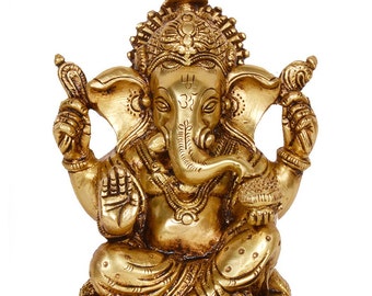 Ganesh Statue, 6.5 inch, Lord Ganesha Statue, Brass Ganesha Statue, Ganesha for Alter, Ganesha Statue, Vinayak Statue, Elephant God, Ganpati