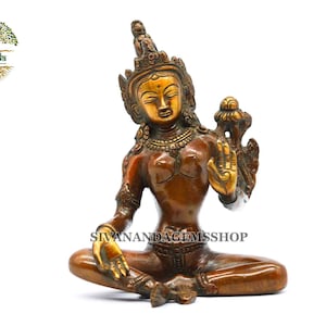 Genuine Hand Made Master piece Tibetan Green Tara Buddha Statue 5.5 inch  Meditation Dharma Karma Buddhism Arya Tara