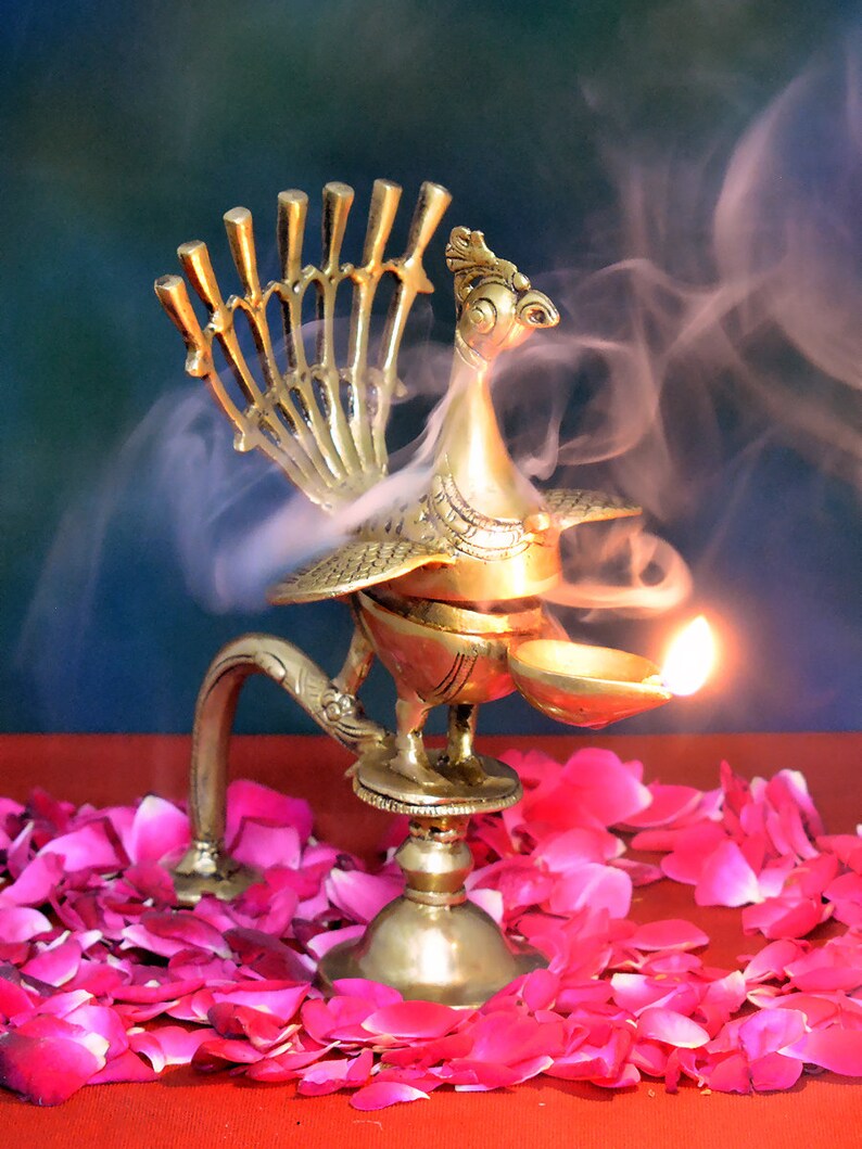 Brass Incense Holder Peacock Bird Incense Burner Dhoop Box Etsy New