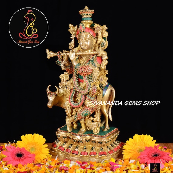 Big Lord Krishna Brass Statue-43 - Buy exclusive brass statues,  collectibles and decor