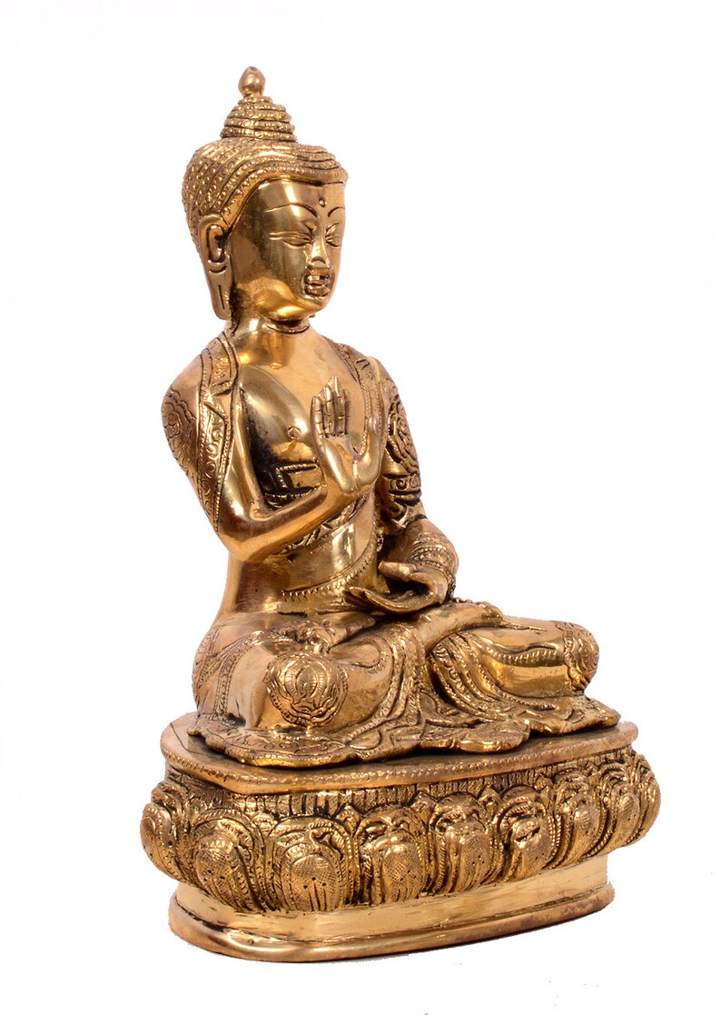 Peace,Meditation,Zen,Buddhism,yoga,love Buddha for Decor Handmade Indian Brass Buddha 10 inches Blessing Buddha Small Size