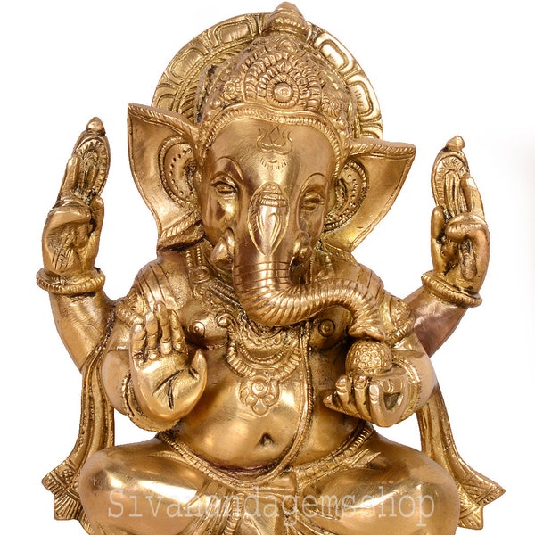 Ganesh Statue, Lord Ganesha Statue, 6.5” Brass Ganesha Statue, Ganesha for Alter, Vinayak Statue, Hindu Elephant God figure, Ganpati idol