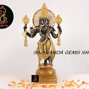 Large Brass Krishna Statue: Hindu Temple Garden Decor (61CM)