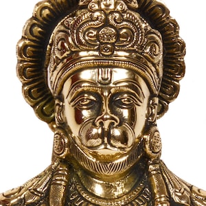 Hanuman Statue, Hanuman Brass Statue, 9 inchs, Religious & Spiritual Gift, Monkey God, Sitting Hanuman, RamBhakt, Anjaney, Indian Art, Gifts