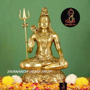 Lord Shiv Statue, 57CM Brass Shiva Idol, Adiyogi Shiva figurine, Large shiva Idol For Temple, Corner, Home, office reception and Gifts.