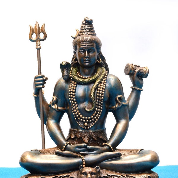 Statue de Shiva, 15 cm, sculpture de shiva, figurine de shiva, statue de Mahadev, shiva en méditation, shiva avec trident, statue de Shivji, idole de Shiva