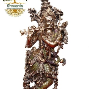 Krishna Statue, Load Krishna Statue, 15&quot; Hindu God, Gopal ji Statue, Love God, Krishna with Murli, Spiritual Gift, Standing Krishna