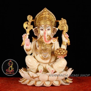 12&quot; Ganesha Statue: Cultured Marble Dust Hindu God Idol