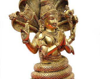 真鍮製パタンジャリ像：ヨガの神の彫刻、ヨガスクールの装飾（12