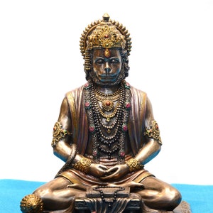 Hanuman Statue, 8 inches, Religious Gift, Spiritual Gift, Hindu God, Monkey God, Lord Rama, Indian God, Sitting Hanuman Statue, Ram Bhakt
