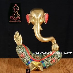 Brass Ganesha Statue: Modern Indian Art, God of Luck (21 CM)