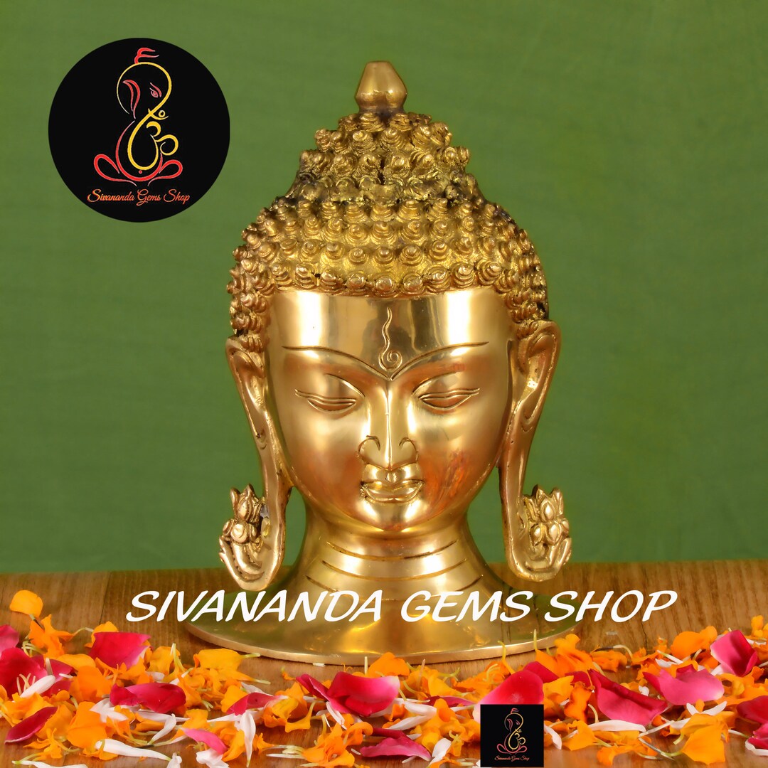 Buddha Statue Gold Buddah Statue Gold Buddha Head Brass Etsy