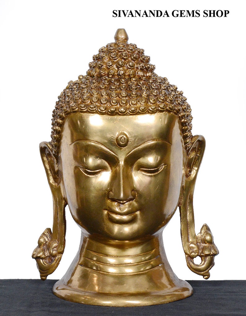Buddha Statue Gold Buddah Statue Gold Buddha Head Brass Etsy