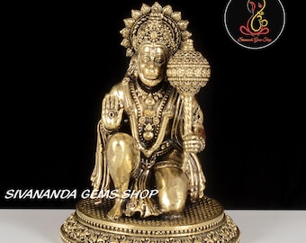 Brass Hanuman Statue: Indian God, Ramayana Art (4.5 inchs