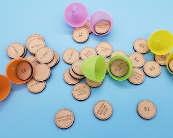 Wooden Easter Egg Tokens, 35 Piece Set
