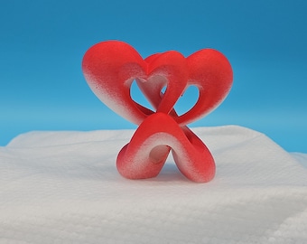 Intertwined Hearts Sculpture | Modern Love Decor | 3D Printed Heart Art | Valentine’s Day Gift | Minimalist Romantic Decor