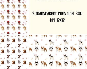 Seamless Patterns, Puppy print digital papers 12x12