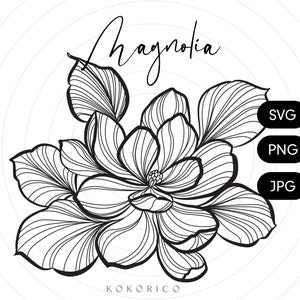 Magnolia Flower SVG, Floral SVG, Wedding Magnolias, Commercial Use Clipart, jpeg, png