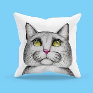 FUNNY CAT PILLOW - Almohada de tiro de gato - Linda almohada de gato gorda - Regalos del propietario del gato - Funda de almohada de animal - Funda de almohada de almohada para mascotas - Almohada de decoración de la habitación para niños
