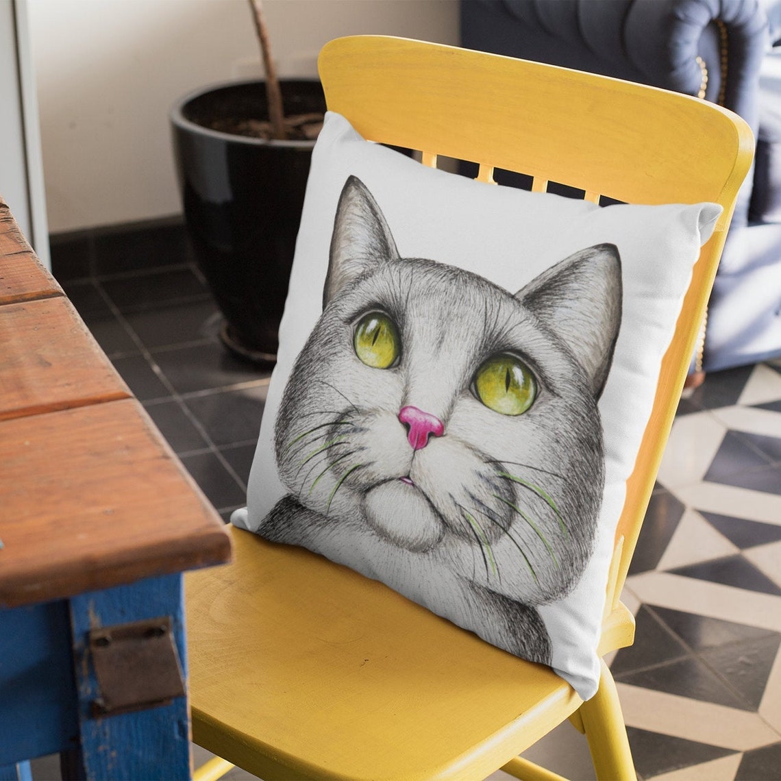 FUNNY CAT PILLOW Cat Throw Pillow Cute Fat Cat Pillow Etsy