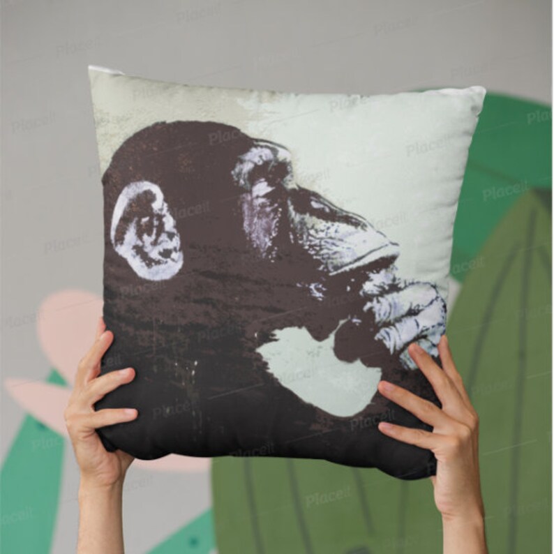 Banksy Thinker Monkey Pillow