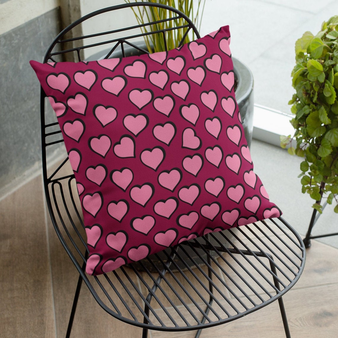 Hearts Graphic Pillow Etsy