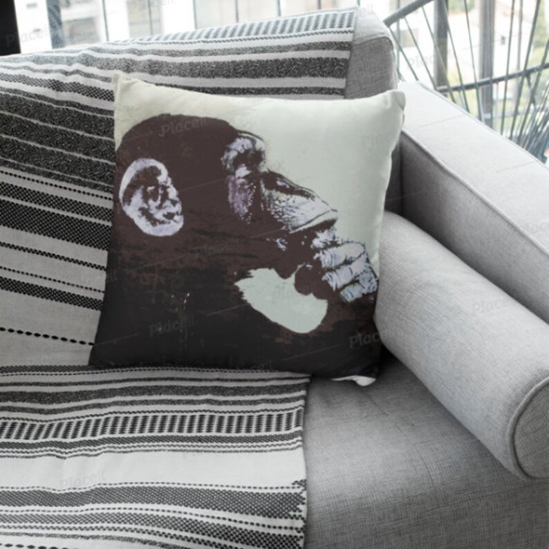 Banksy Thinker Monkey Pillow