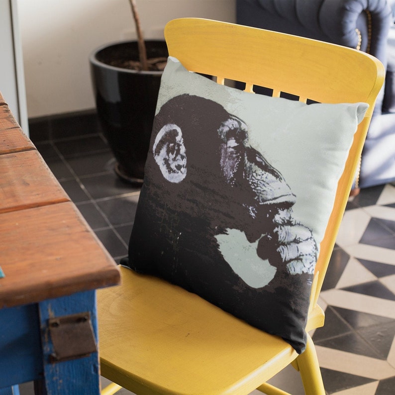 Banksy Thinker Monkey Pillow