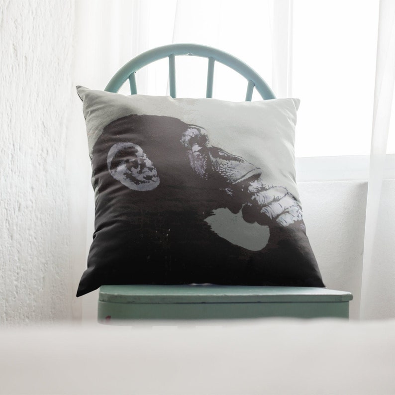 Banksy Thinker Monkey Pillow