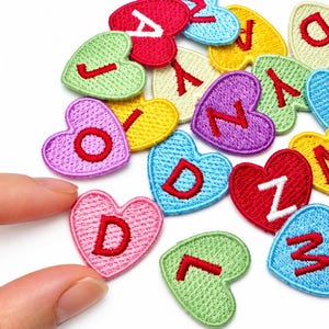 Mini Heart Letter Patches - 1 inch | Customize Name and Numbers | Iron On | Colorful
